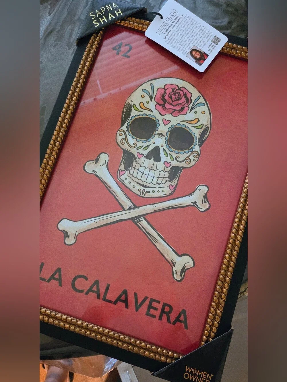 NWT Sapna Shah 'La Calavera' Loteria Decorative Wall Art